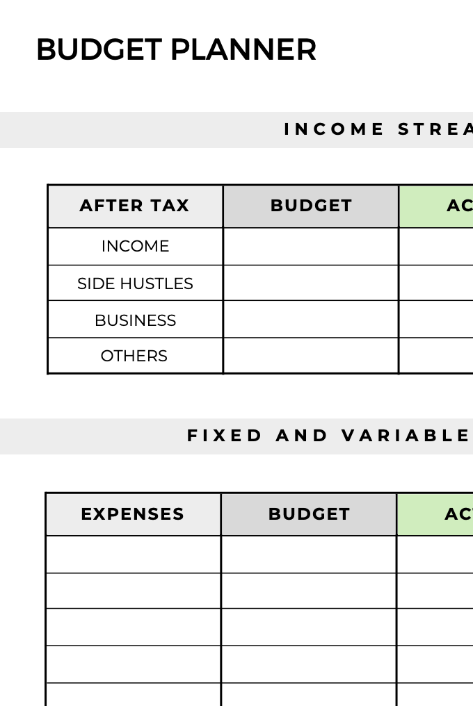 BUDGET MONTHLY PLANNER WYDATKÓW