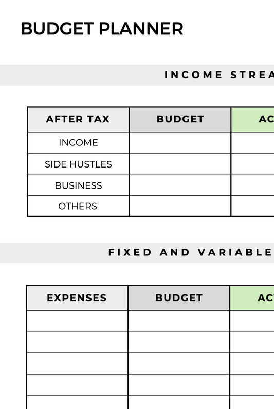 BUDGET MONTHLY PLANNER WYDATKÓW